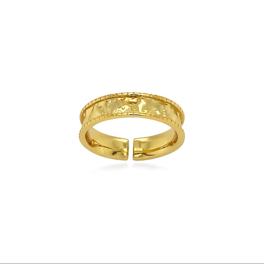 14k Hammered Gold Plated Sterling Silver Ring